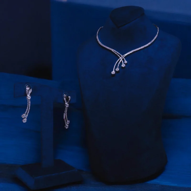 Silver AD Elegant Party Necklace Set Series -1