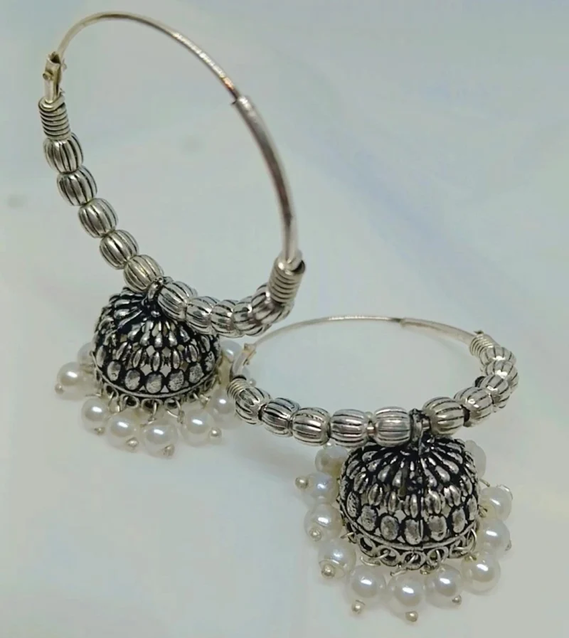 Fancy Oxidised Ring Jhumka - Image 8