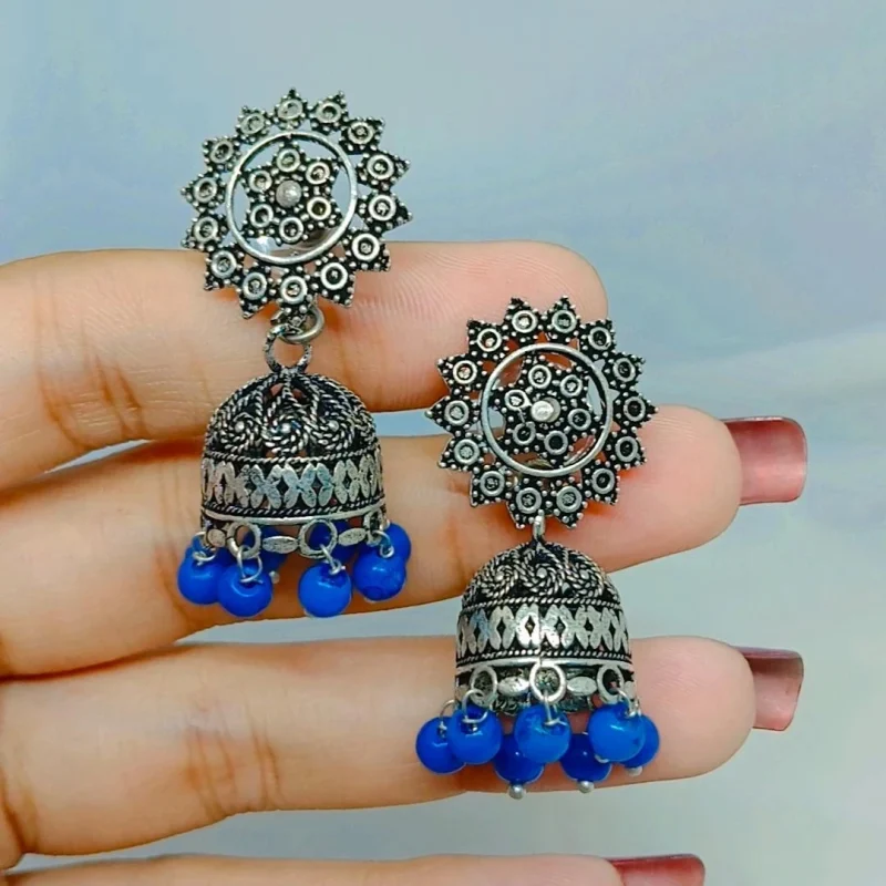 Fancy Oxidised small Jhumka - Image 8