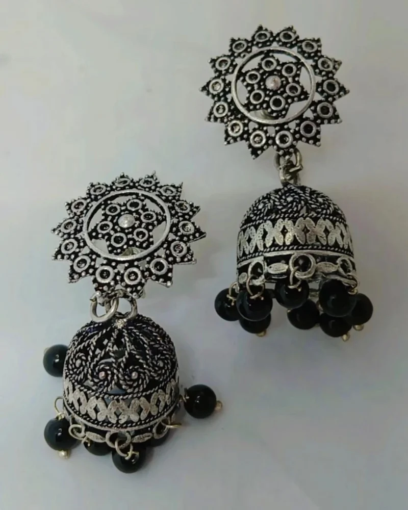 Fancy Oxidised small Jhumka - Image 2