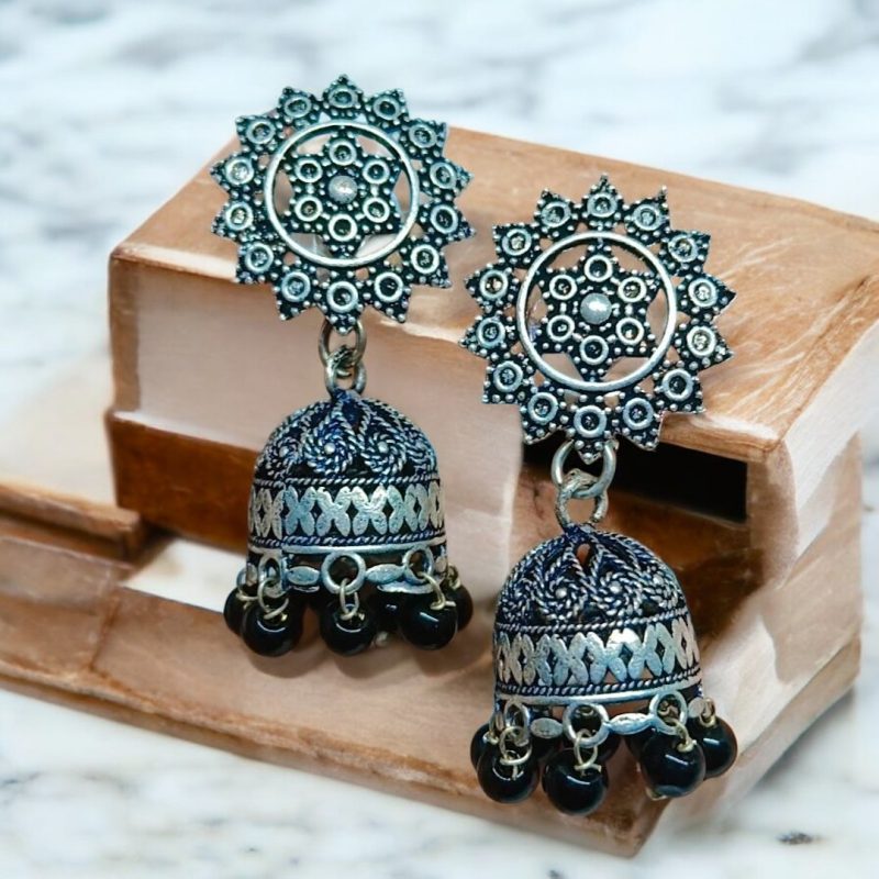 Fancy Oxidised small Jhumka - Image 11