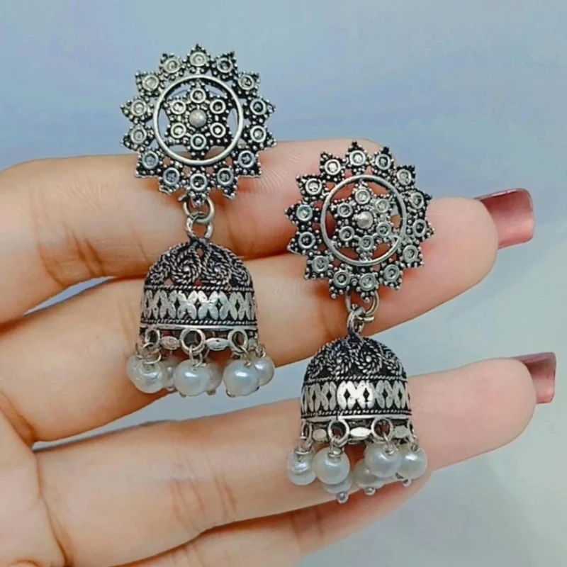 Fancy Oxidised small Jhumka - Image 7