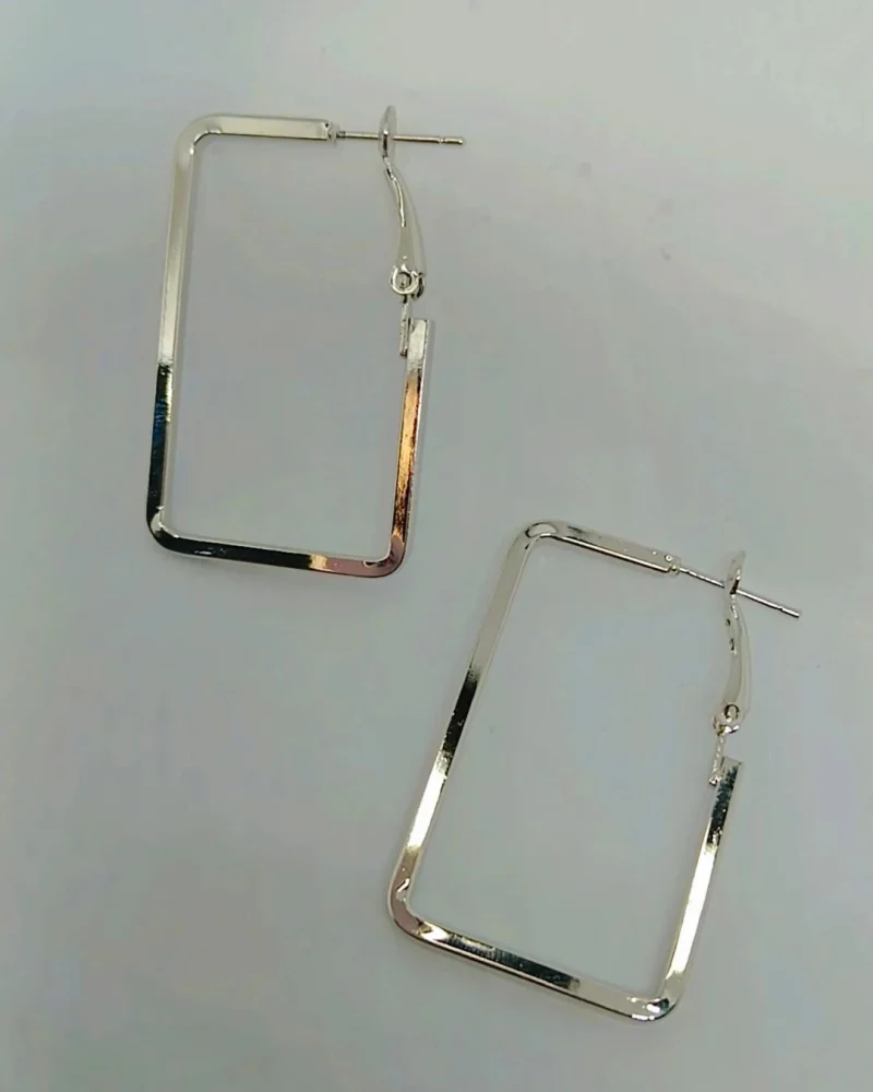 Fancy Rose Gold Rectangle Earrings - Image 6