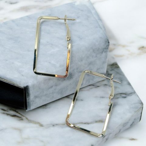 Fancy Rose Gold Rectangle Earrings