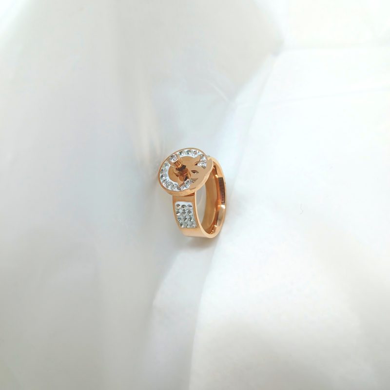 Fancy Golden with AD toping Round Fish Ring - Image 6