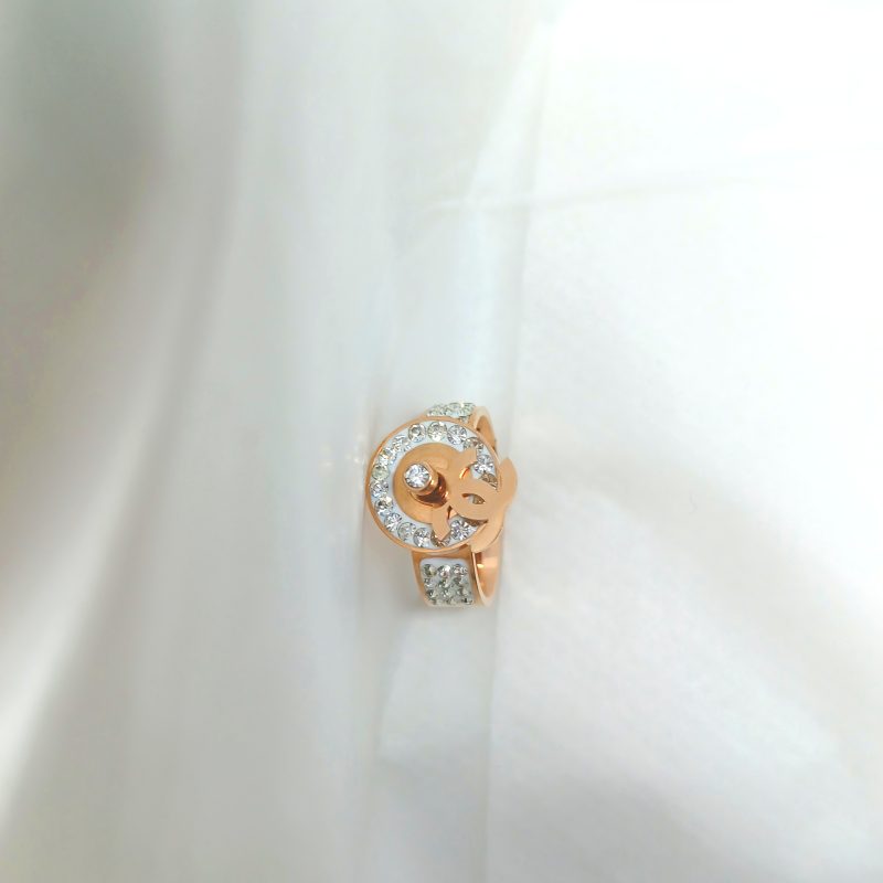Fancy Golden with AD toping Round Fish Ring - Image 7