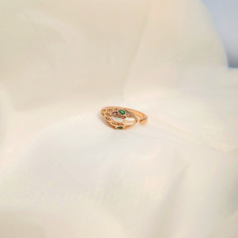 Fancy Golden Ring with Green Snake topping - Image 2