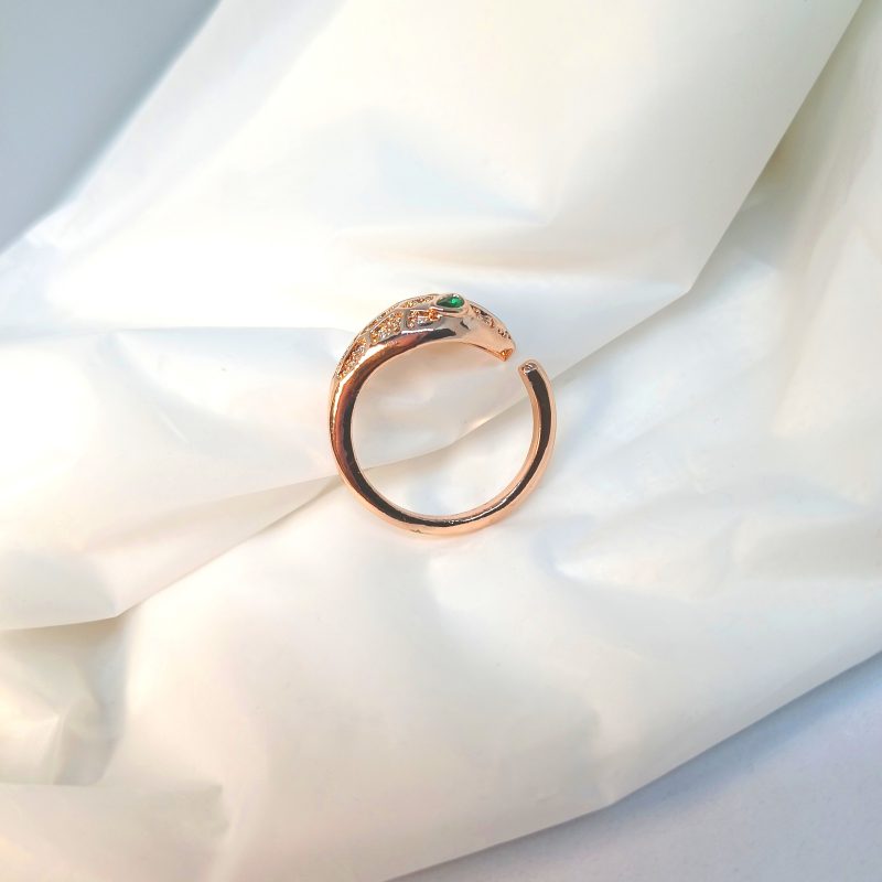 Fancy Golden Ring with Green Snake topping - Image 4