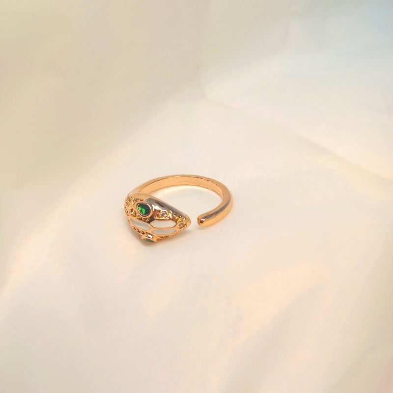 Fancy Golden Ring with Green Snake topping - Image 3