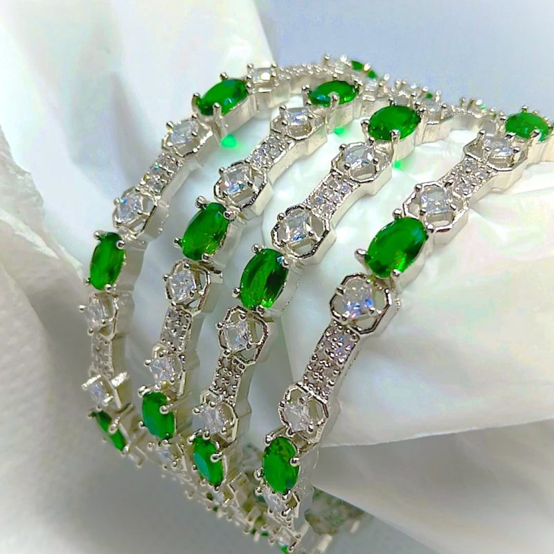 AD Silver Classic Emerald Green Bangless (4 Pc.) - Image 4