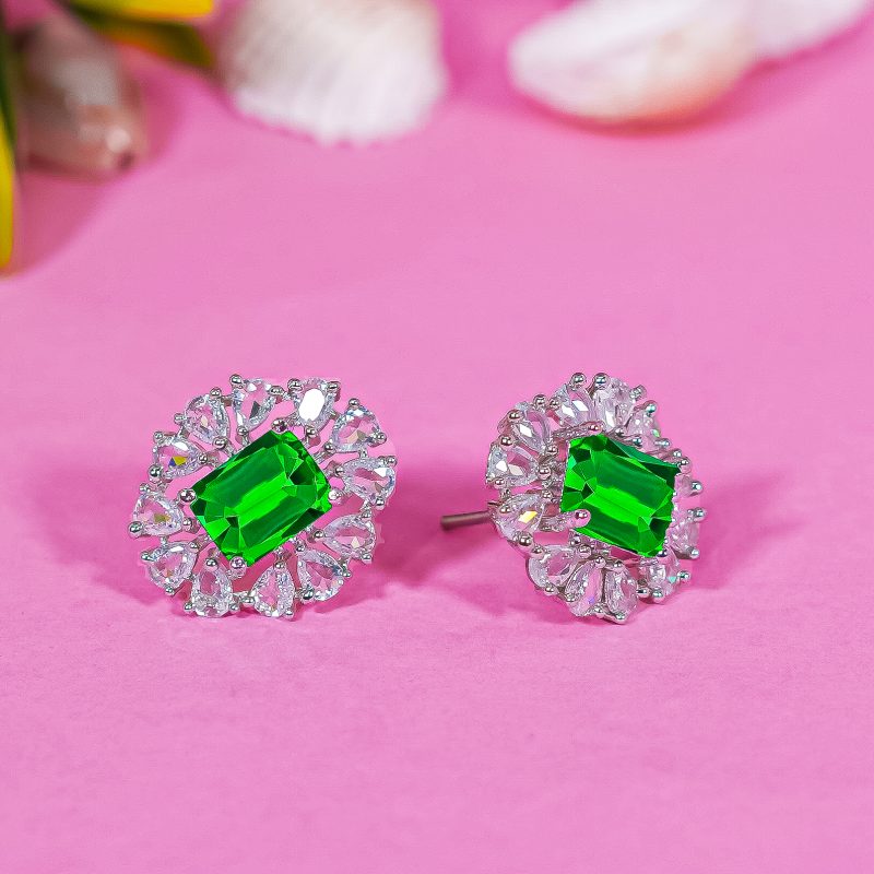 AD Silver single stone earrings Series-2