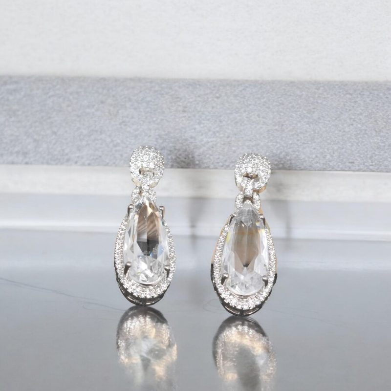 AD Silver single stone earrings Series-5 - Image 5