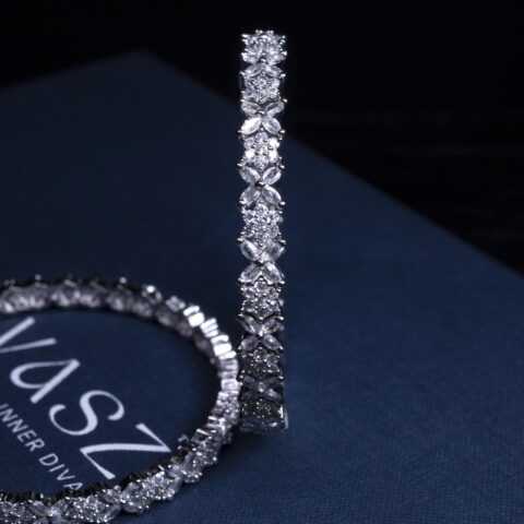 AD Silver Classic open Floral Bangless