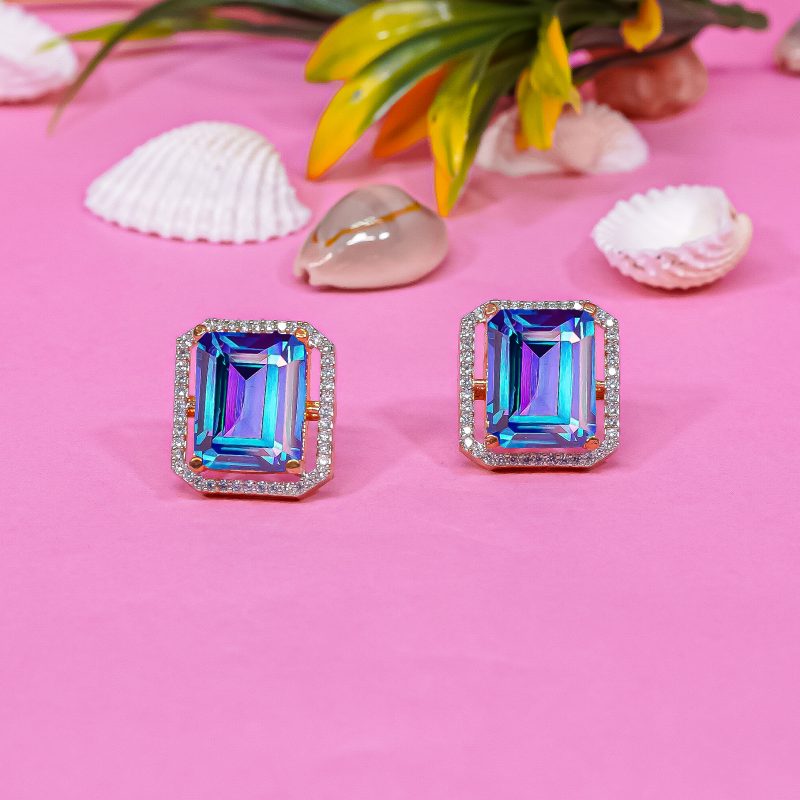 AD Silver single stone earrings Series-8