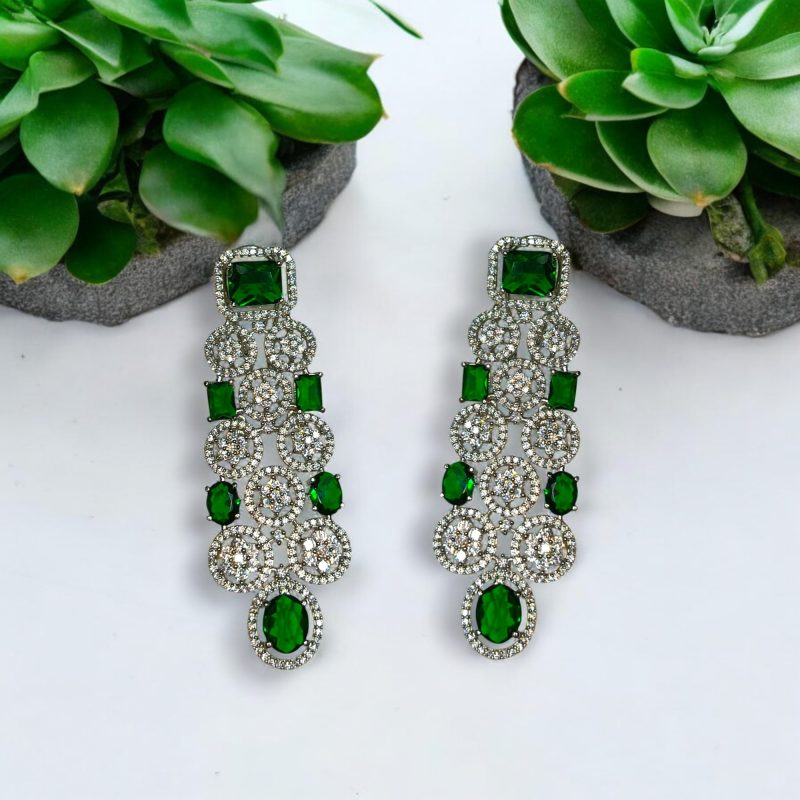 American Diamond Green Premium Party Necklace Set/Choker - Image 2
