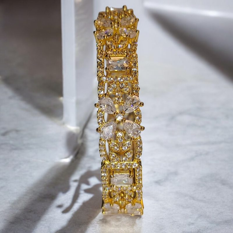 AD Golden Classic Floral Bangles (2 Pc.) - Image 2