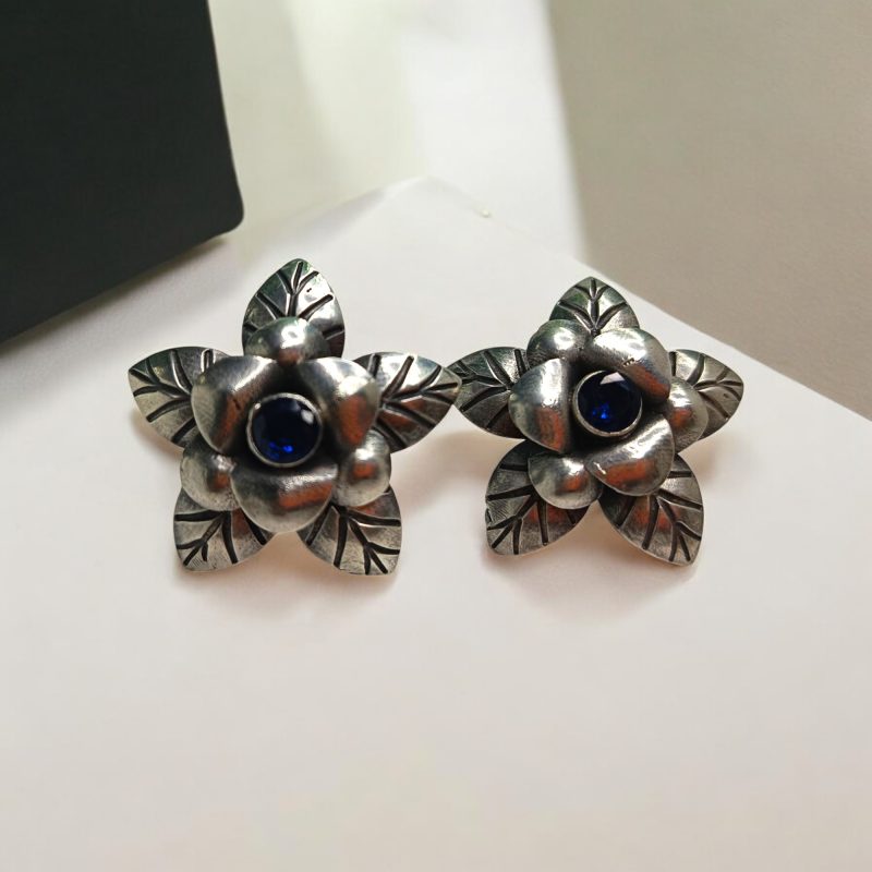Oxidise Floral Earrings - Image 2
