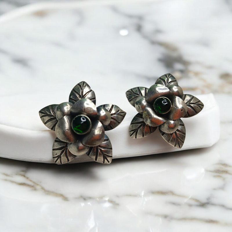 Oxidise Floral Earrings - Image 5