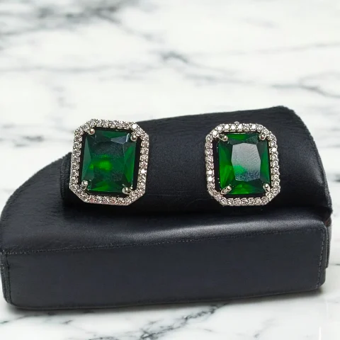 AD Silver single stone earrings