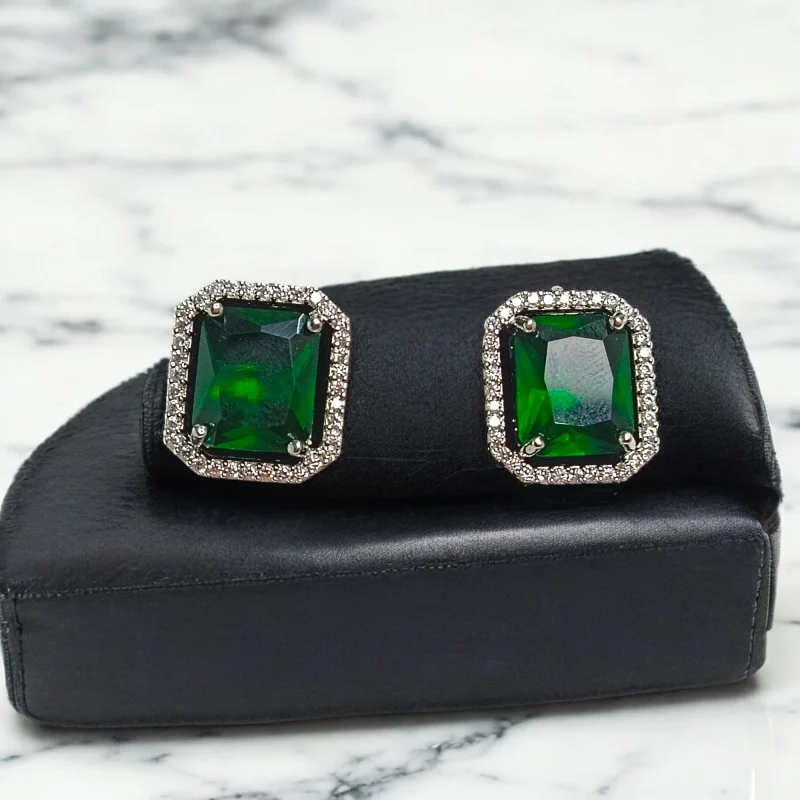 AD Silver single stone earrings