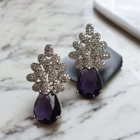AD Silver single stone earrings Series-7