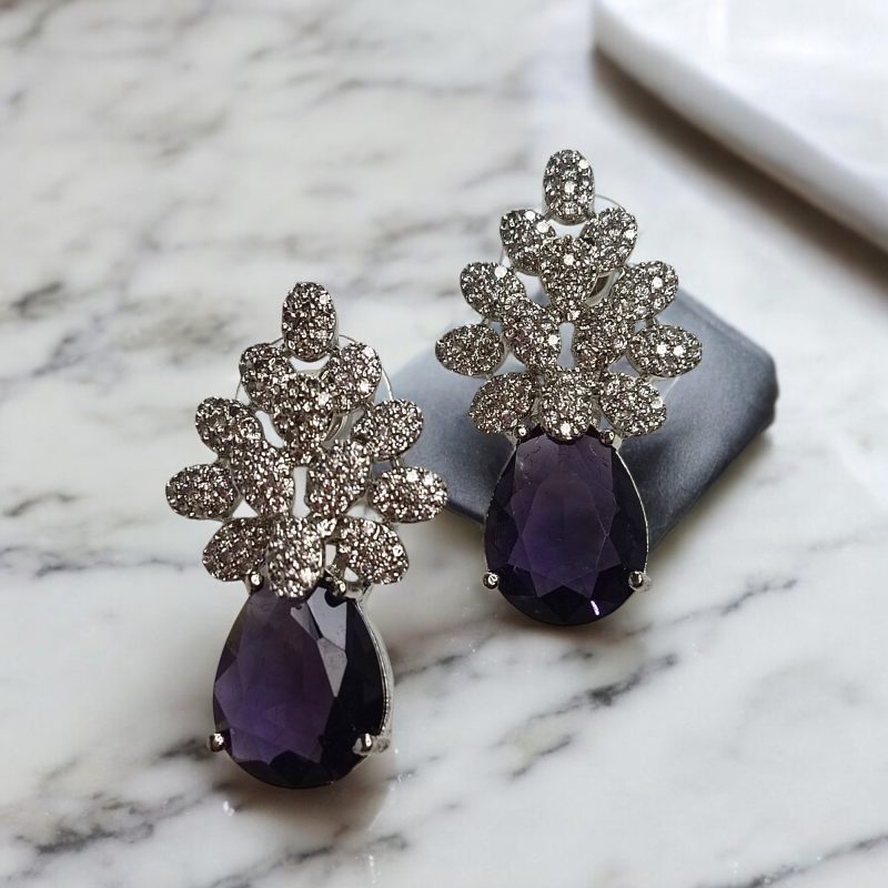 AD Silver single stone earrings Series-7