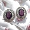AD Silver single stone earrings Series-3