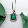 Sliver AD Stone Rectengal Pendant