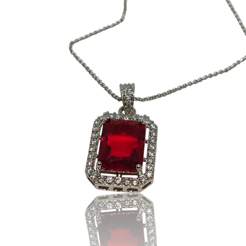 Sliver AD Stone Rectengal Pendant - Image 6