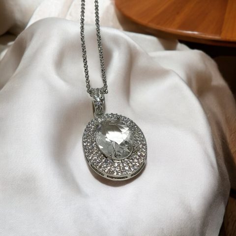 Sliver AD Stone Oval Pendant