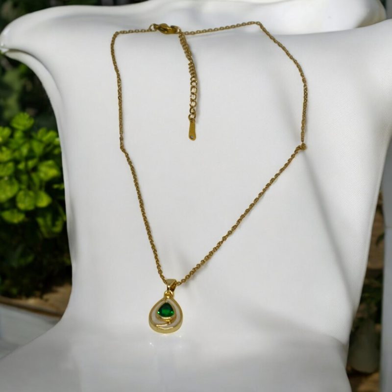 Fancy Golden Green Petals shape Pendant - Image 2