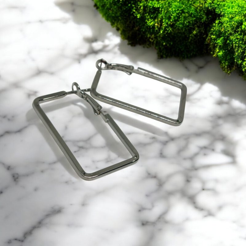 Fancy Silver Rectengle Shape Earrings
