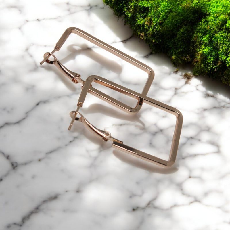 Fancy Silver Rectengle Shape Earrings - Image 6