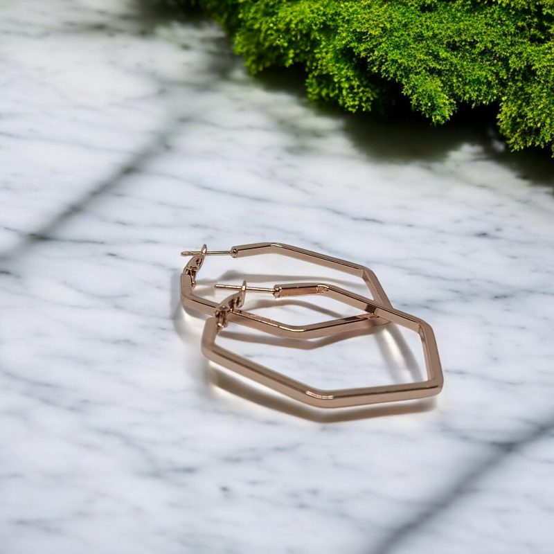 Fancy Rose Gold Octa Shape Earrings