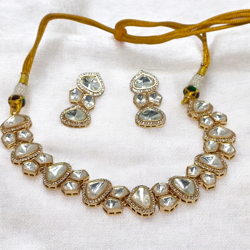 Elite Party Moissanite Kundan Necklace Set - Image 4