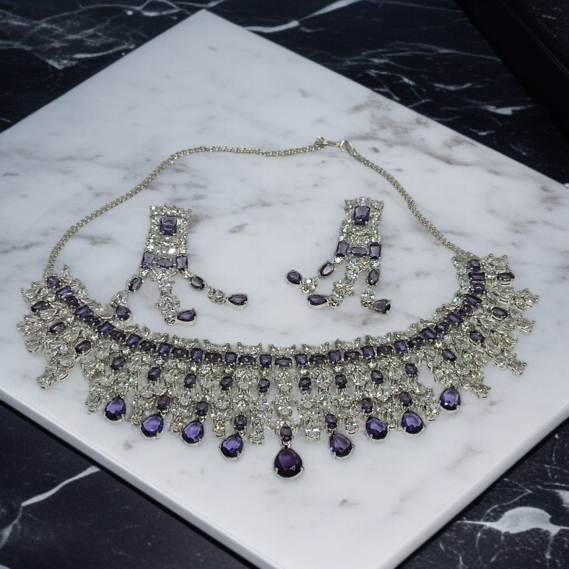 American Diamond Royal Party Necklace Set Series -6