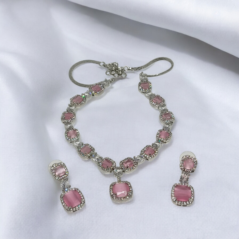 American Diamond Royal Party Necklace Set Series -5 - Image 11