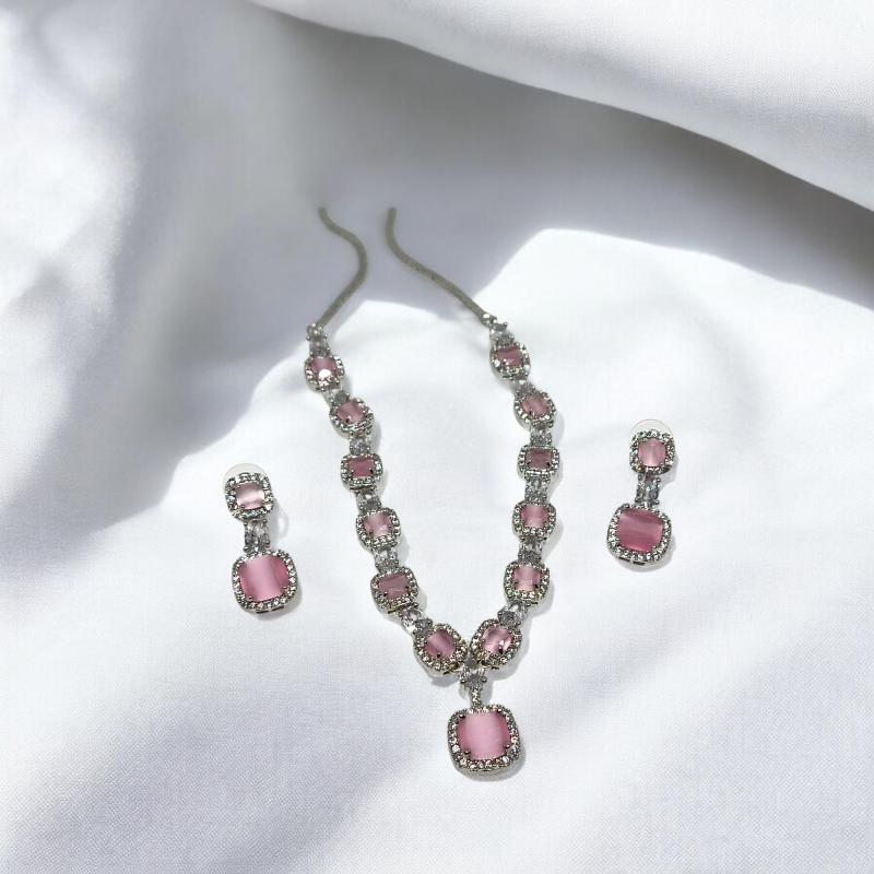 American Diamond Royal Party Necklace Set Series -5 - Image 10