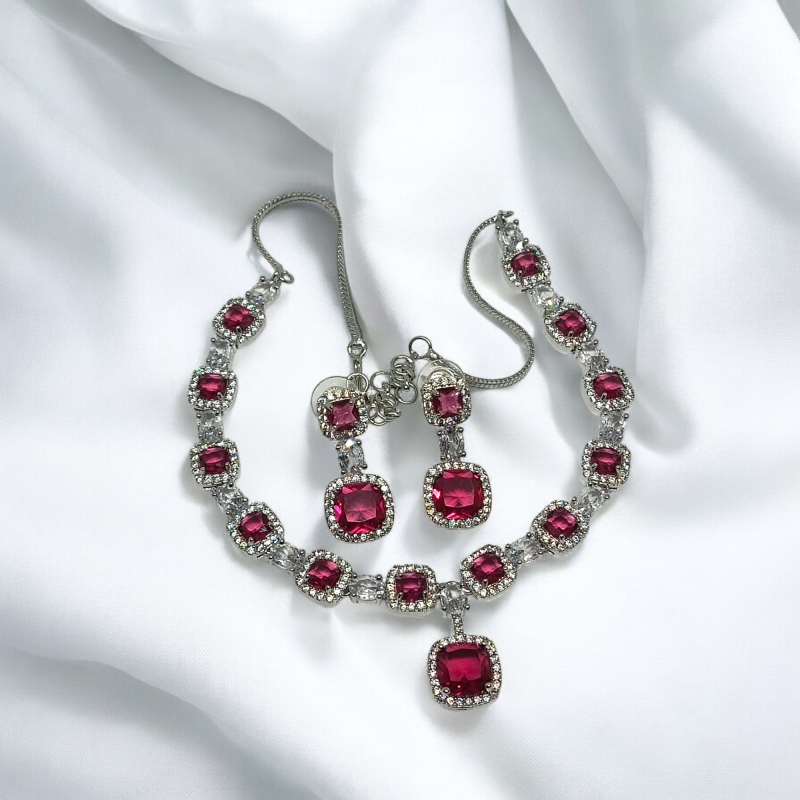 American Diamond Royal Party Necklace Set Series -5