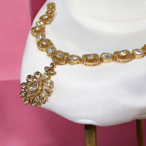 American Diamond Dignified Party Kundan Necklace Set