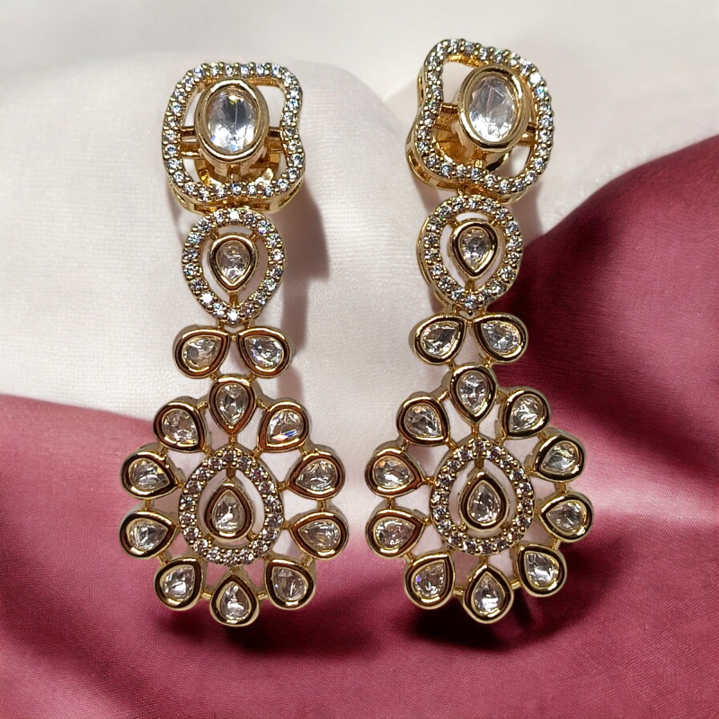 American Diamond Dignified Party Kundan Necklace Set - Image 5