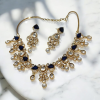 American Diamond Classic Blue Party Kundan Necklace Set
