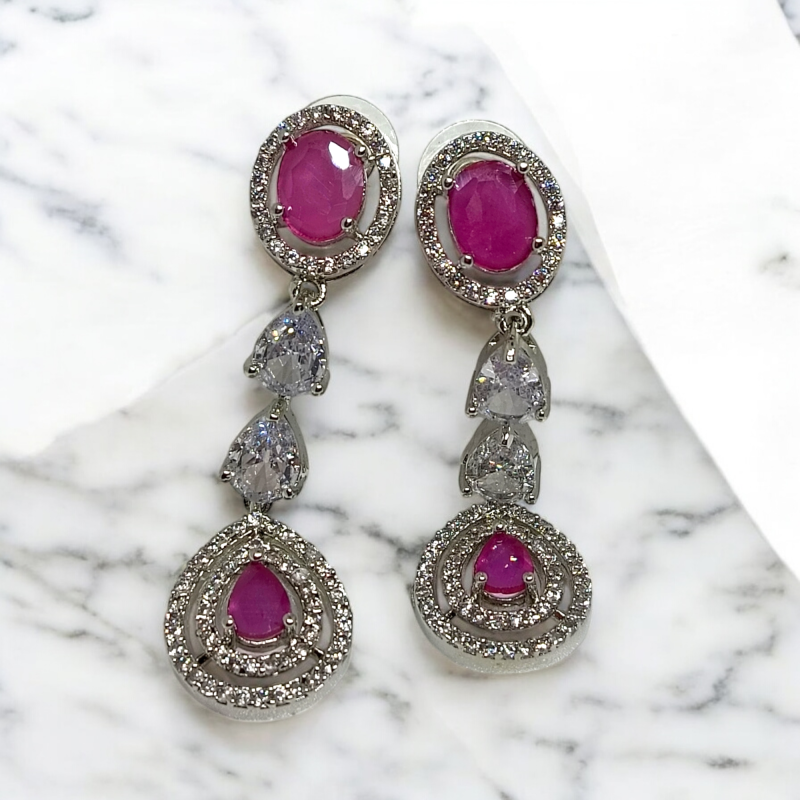 American Diamond Royal Party Necklace Set Series -4 - Image 2