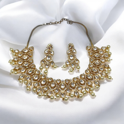Premium Moissanite Kundan Necklace Set