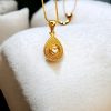 24K Gold Plated Oval Heart Shape Pendant