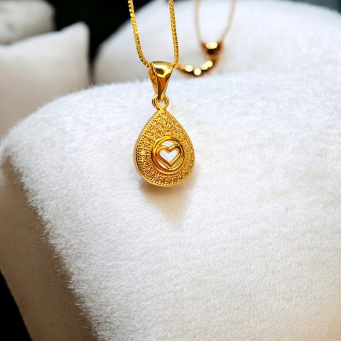 24K Gold Plated Oval Heart Shape Pendant
