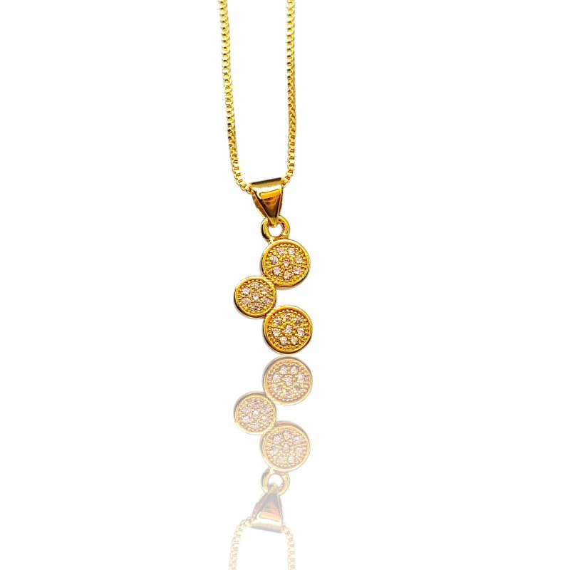 24K Gold Plated three moons Shape Pendant, chain, ear-tops combo - Image 4