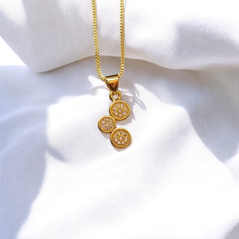 24K Gold Plated three moons Shape Pendant, chain, ear-tops combo