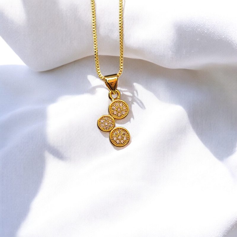 24K Gold Plated three moons Shape Pendant, chain, ear-tops combo