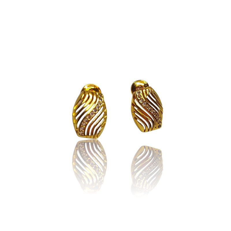 24K Gold Plated nine waves Pendant, chain, ear-tops combo - Image 5